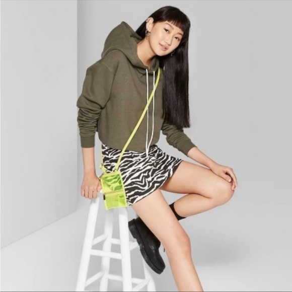 Wild Fable Olive Green Cropped Hoodie Size Extra Small - Picture 1 of 6